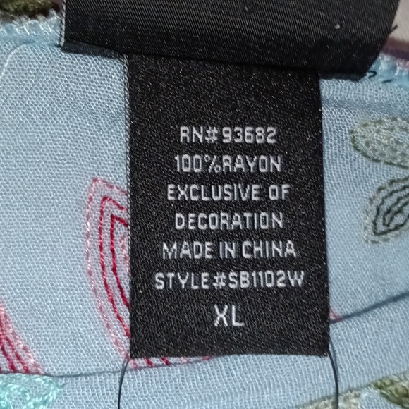 🆕LIV Los Angeles Floral Embroidered Ruffle Sleeve Top Size XL - Picture 4 of 9